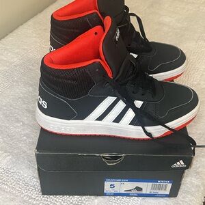 Adidas Hoops Mid 2.0 K Sneakers | Kids Size 5 | Black Red White